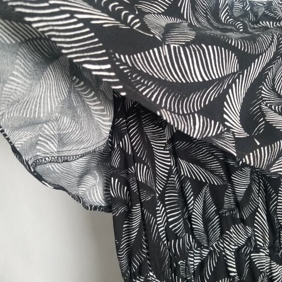 Merona Sleeveless Flounce Top Tropical Maxi Dress, Black White Size XL - Picture 9 of 9